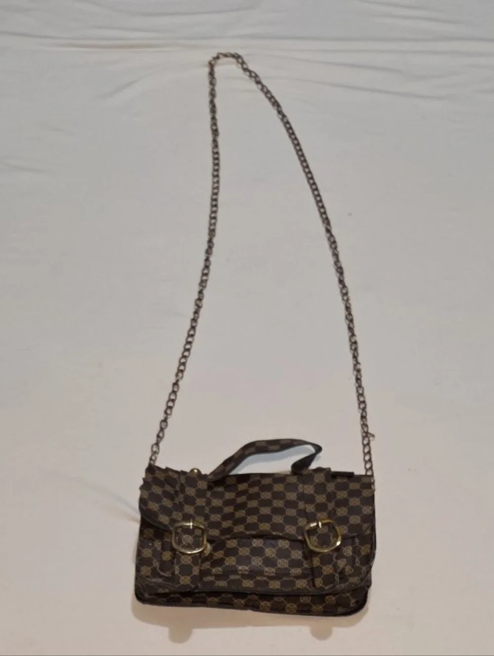 New chic 7x5 inch gold chain brown design purse #03